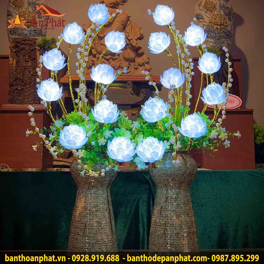 Bình hoa thờ cúng đèn led hoa sen DT977