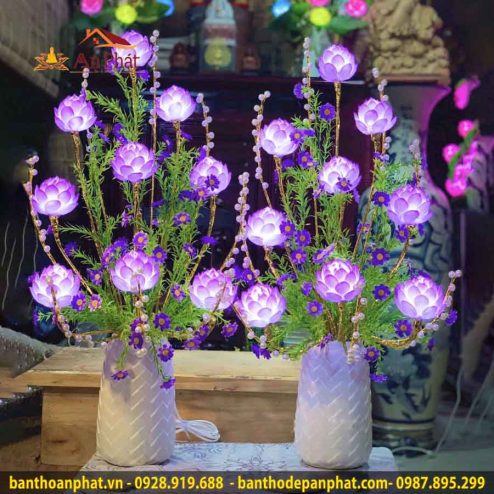 Đèn thờ hoa sen bình 9 bông cao cấp DT997