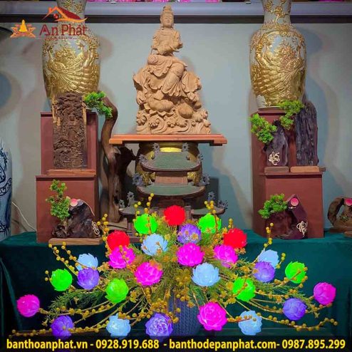 Đèn thờ hoa sen để bàn mẫu 27 bông DT1008