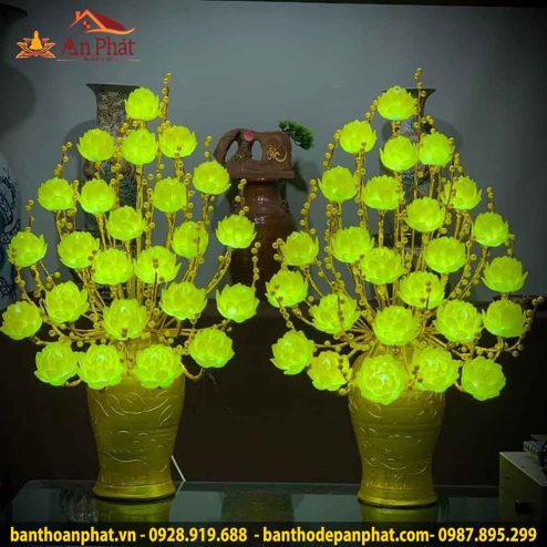Đèn thờ hoa sen màu vàng 25 bông DT1011