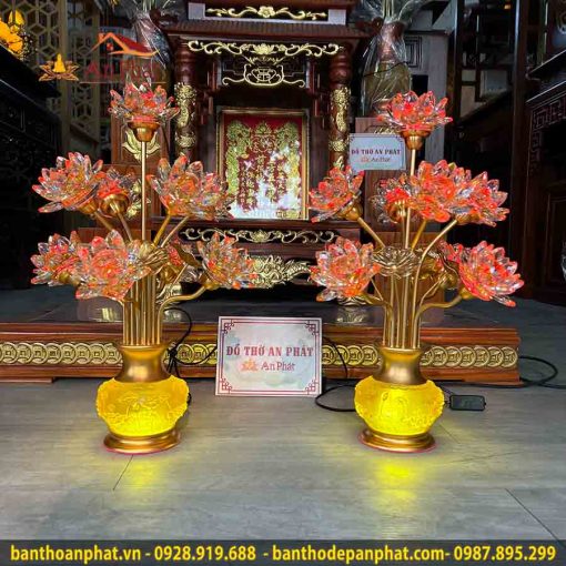 Mẫu đèn thờ pha lê 9 bông DT975 5 mau den tho pha le 9 bong dt975 1