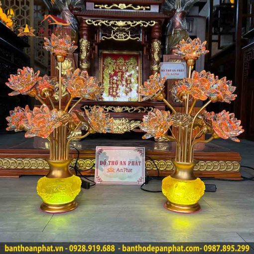 Mẫu đèn thờ pha lê 9 bông DT975 6 mau den tho pha le 9 bong dt975 3