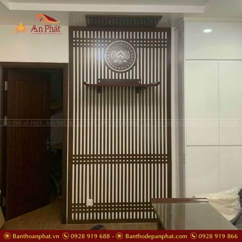 Bàn thờ treo tường Phật kết hợp nan gỗ đẹp