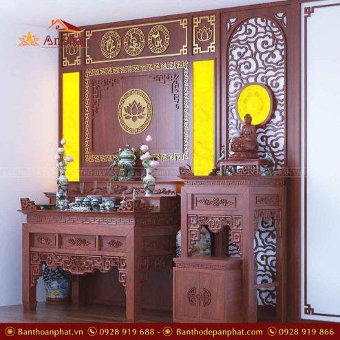 Không gian thờ Phật kết hợp thờ gia tiên đẹp