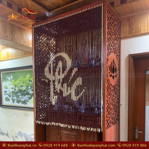 Rèm phòng thờ hạt gỗ