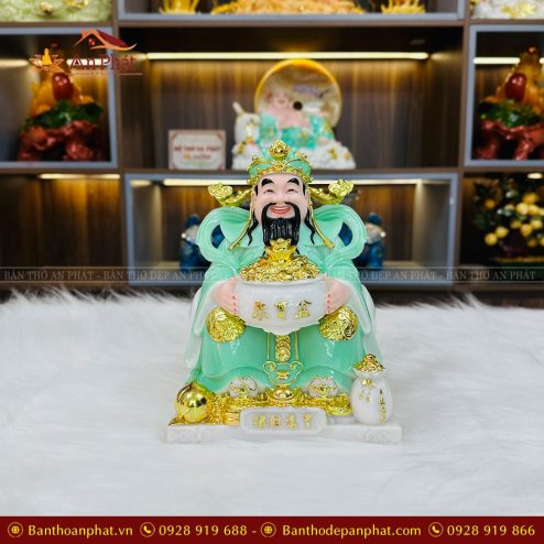 Tượng Thần Tiền Bột Đá Phú Quý Xanh T064