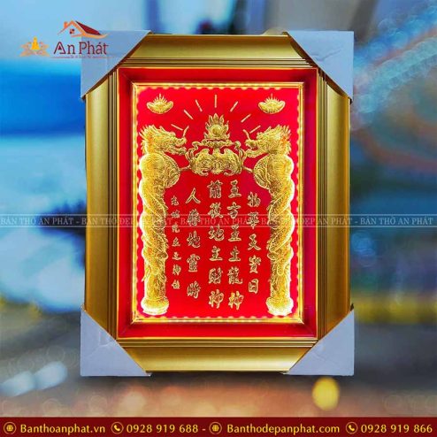 Bài Vị Thần Tài Khảm Vàng Có Led Đỏ VP0005