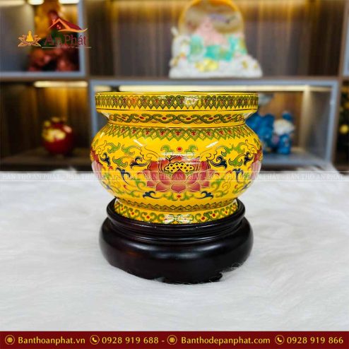 Bát Hương Men Gấm Vàng Đồ Thờ Bát Tràng GS988