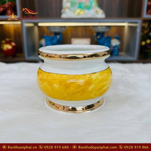 Bát Hương Men Giả Đá Vàng Đồ Thờ Gốm Sứ GS1016