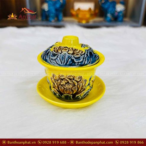 Bát Sâm Thờ Bát Tràng Đắp Nổi Cao Cấp GS912