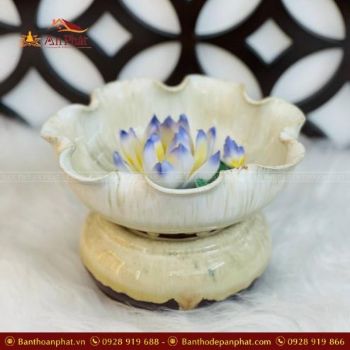 Bát Thả Hoa Minh Đường Tụ Thủy Hỏa Biến Trắng Kem VP0050