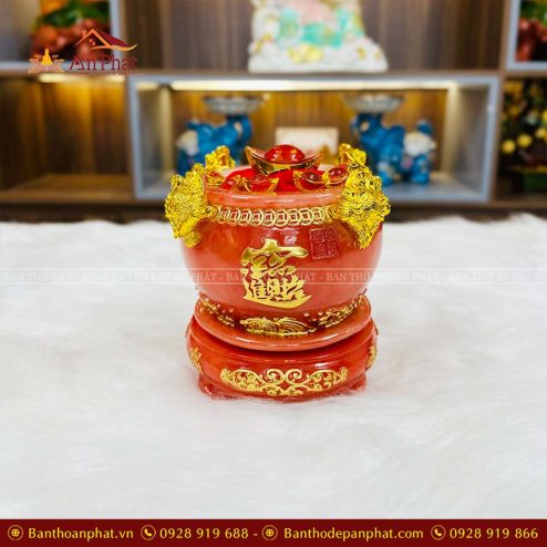 Bát Tụ Bảo Đá Đỏ Cao Cấp Đế Xoay VP0020