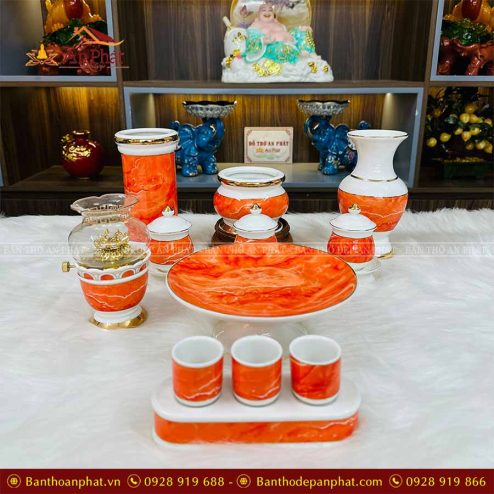 Bộ Đồ Thờ Gốm Sứ Men Giả Đá Đài Loan GS890