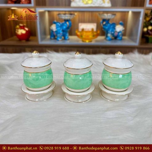 Chóe Thờ Men Giả Đá Xanh Ngọc Đồ Thờ Gốm Sứ GS1025