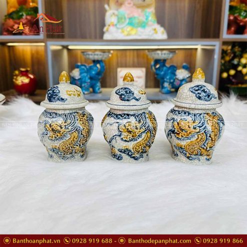 Chóe Thờ Men Rạn Đắp Nổi Bát Tràng GS922