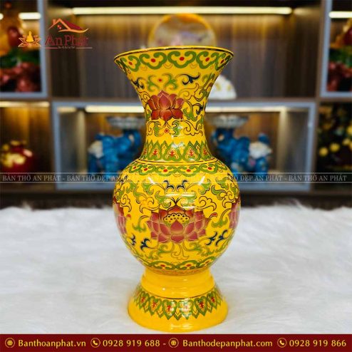 Lọ Hoa Men Gấm Vàng Đồ Thờ Bát Tràng GS992