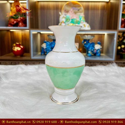 Lọ Hoa Men Giả Đá Xanh Ngọc Đổ Thờ Gốm Sứ GS1028