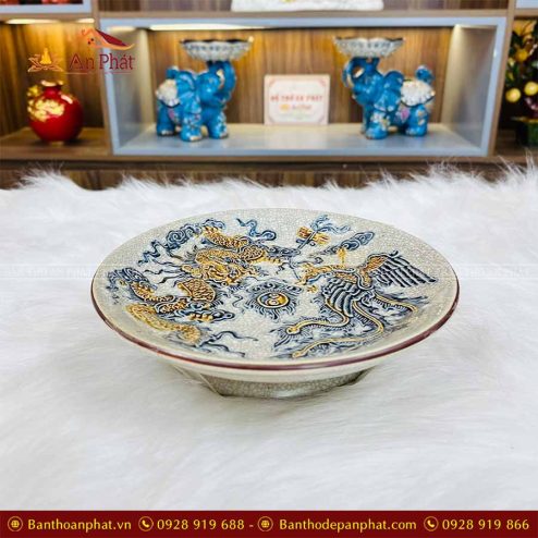 Mâm Bồng Men Rạn Rồng Bát Tràng GS920