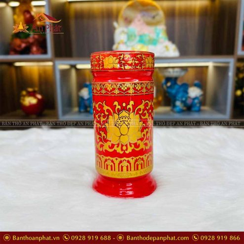 Ống Hương Men Gấm Đỏ Đồ Thờ Bát Tràng GS987