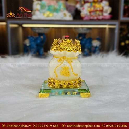 Túi Kim Tiền Đá Việt Trắng Đế Kính VP0026