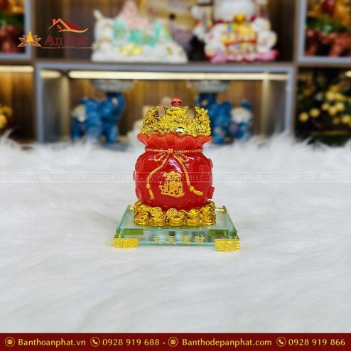 Túi Tiền Kim Bảo Đá Đế Kính Đỏ VP0025