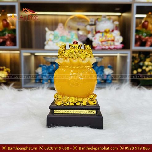 Túi Tiền Kim Bảo Đá Việt Đế Gỗ Cao Cấp Vàng VP0030