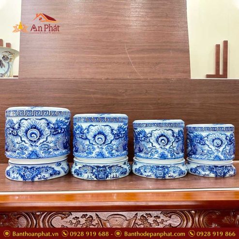 Bát Hương Men Lam Đắp Nổi Phi 18 Cao Cấp GS1115 2 bat huong men lam dap noi phi 18 cao cap gs1115 1