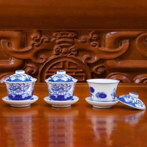 Bát Sâm Men Lam Vẽ Tay Cao Cấp GS1146