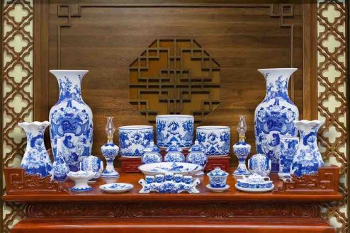 Bộ Đồ Thờ Thần Linh Gia Tiên Men Ngọc Vẽ Tay GS1072
