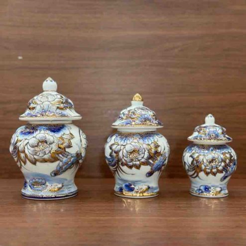 Chóe Thờ Men Lam Đắp Nổi Vẽ Vàng 24K GS1125