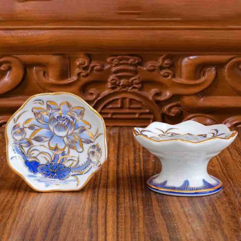 Đế Nến Men Lam Vẽ Vàng 24K Cao Cấp GS1136