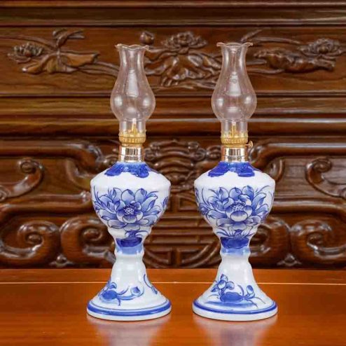 Đèn Thờ Dầu Men Lam Vẽ Tay GS1131