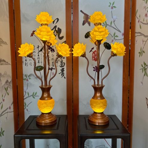 Đèn Thờ Lưu Ly 5 Bông Cành Cong DT1071