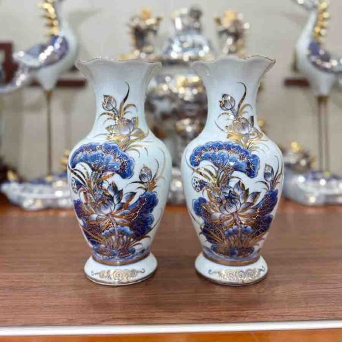 Lọ Hoa Men Lam Đắp Nổi Vẽ Vàng 24K Cao Cấp GS1114