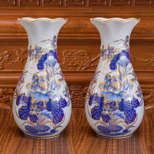 Lọ Hoa Men Lam Vẽ Vàng 24k Cao Cấp GS1112