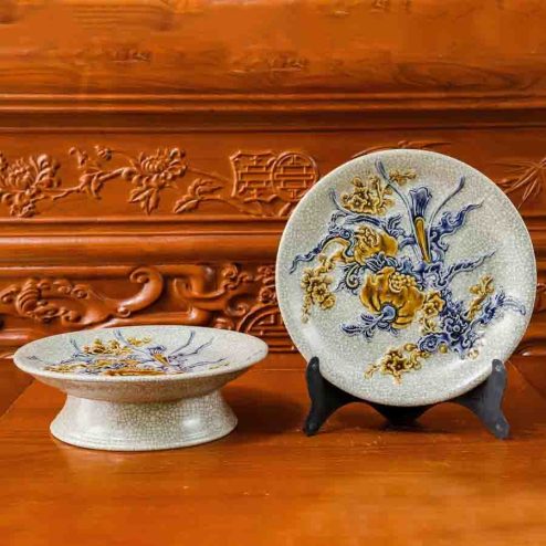 Mâm Bồng Men Rạn Hoa Mai Cao Cấp GS1119