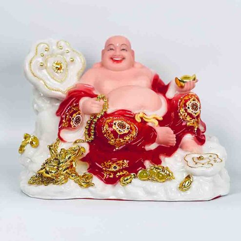 Tượng Phật Di Lặc Như Ý Đá Việt Đỏ TDL020