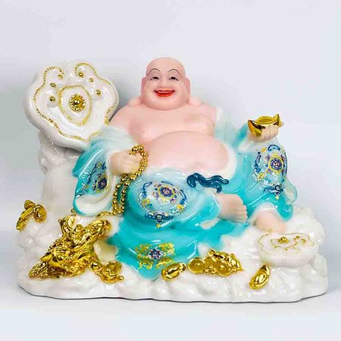 Tượng Phật Di Lặc Như Ý Đá Việt Xanh TDL019