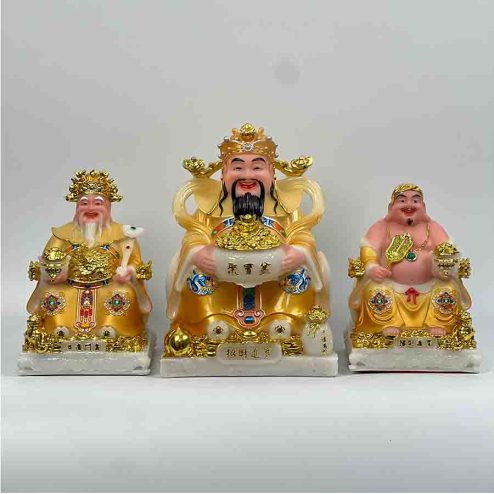 Tượng Thần Tài Ông Địa Bộ 3 Ông Phú Quý Rồng TT0105