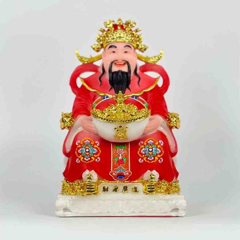 Tượng Thần Tài Thần Tiền Bộ 3 Ông Phú Quý Rồng Đá Đỏ T0164