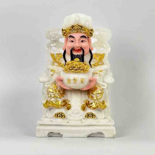 Tượng Thần Tài Thần Tiền Đá Việt Nam Trắng T0131