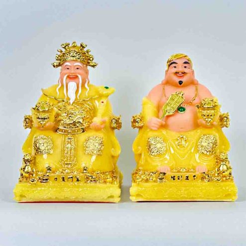 Tượng Thần Tài Thổ Địa Bộ 2 Ông Phú Quý Rồng Thạch Anh T0160