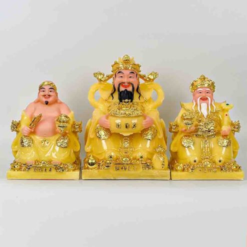 Tượng Thần Tài Thổ Địa Đá Thạch Anh Cao Cấp Bộ 3 Ông T0128