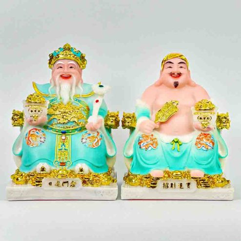 Tượng Thần Tài Thổ Địa Phú Quý Bộ 2 Ông Đá Xanh T0149