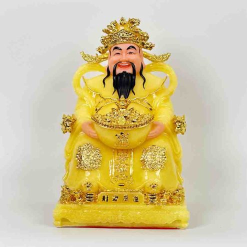 Tượng Thần Tiền Thần Tài Phú Quý Rồng Đá Màu Thạch Anh T0161