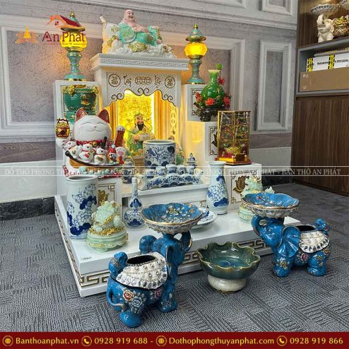 Ban Thần Tài Thổ Địa Đầy Đủ Đồ Thờ Men Ngọc Hoa Sen Cao Cấp TT833 6 ban than tai tho dia day du do tho men ngoc hoa sen cao cap tt833 4