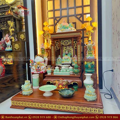 Ban Thần Tài Thổ Địa Gỗ Hương Cao Cấp Đủ Đồ Thờ Giả Đá Xanh Ngọc TT812 6 ban than tai tho dia go huong cao cap du do tho gia da xanh ngoc tt812 4