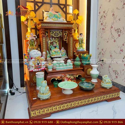 Ban Thần Tài Thổ Địa Gỗ Hương Cao Cấp Đủ Đồ Thờ Giả Đá Xanh Ngọc TT812 7 ban than tai tho dia go huong cao cap du do tho gia da xanh ngoc tt812 5