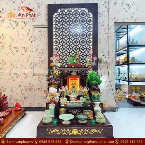 Ban Thần Tài Thổ Địa Mệnh Mộc Cao Cấp Đủ Đồ Thờ Giả Đá Xanh Ngọc TT813 8 ban than tai tho dia menh moc cao cap du do tho gia da xanh ngoc tt813 5