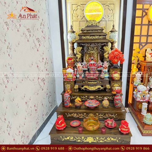 Bàn Thờ Thần Tài Mài Chùa Cao Cấp Đủ Đồ Thờ Đỏ Đắp Nổi TT824 9 ban tho than tai mai chua cao cap du do tho do dap noi tt824 3